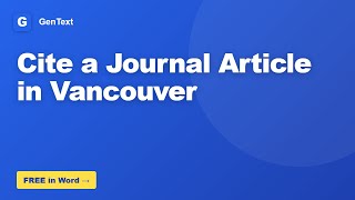 How to Cite a Journal Article in Vancouver #Shorts