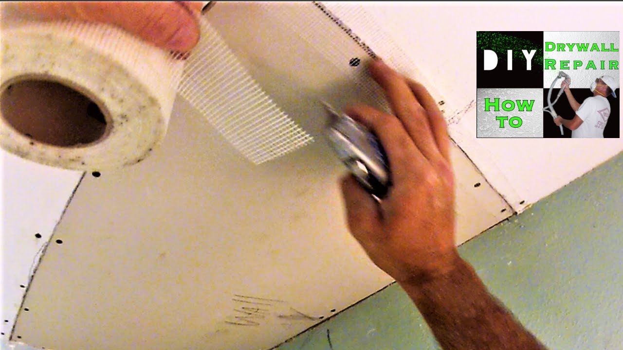 Water Damage Drywall Ceiling Repair Adding A Furring Strip Drywall Installation Fiberglass Mesh Pt1