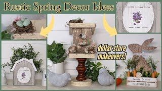 🐦RUSTIC SPRING DECOR IDEAS!!~Dollar Store Spring Makeovers~Bird House Spindle DIY~Timber Tuesday