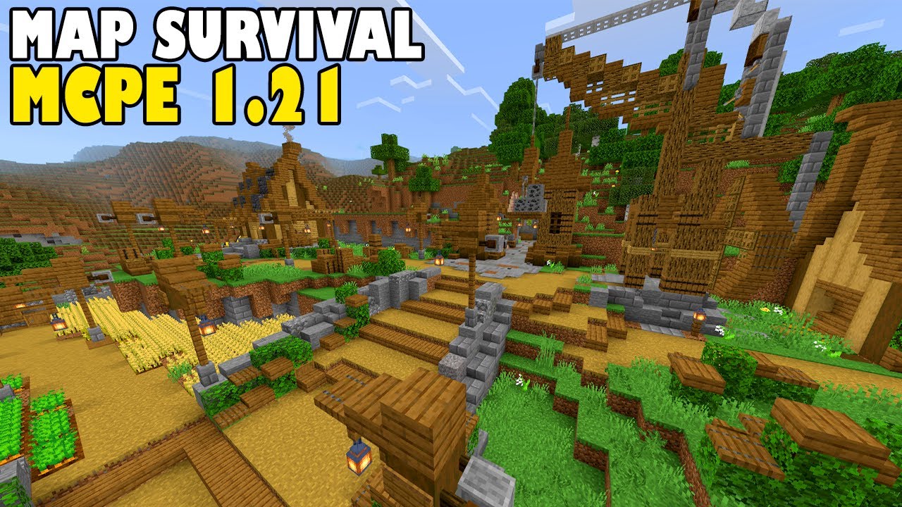 MAP SURVIVAL MCPE 1.21 INI RINGAN BANGET DI HP KENTANG - YouTube