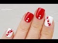 DOTTING TOOL NAIL ART #12 / Red & White Valentine's Day Heart Nails
