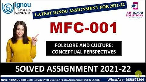 MFC 001 Solved Assignment 2021-22 | Folklore And Culture : Conceptual Perspective | IGNOU Assignment