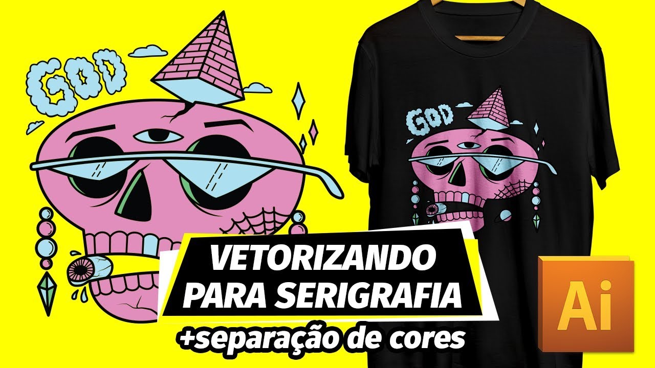 Adobe Illustrator CRIAÇÃO DE ESTAMPA PARA SERIGRAFIA passo a passo vetorização de desenho e separaçã