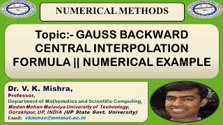 GAUSS BACKWARD CENTRAL INTERPOLATION FORMULA || NUMERICAL EXAMPLE
