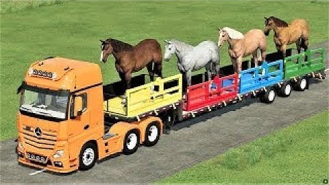 TRANSPORT OF COLORS ! GIANT HORSE LOADING ON LOW LOADER with MINI TRACTORS ! Farming Simulator 22