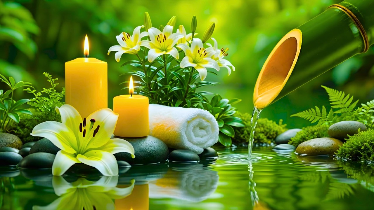 Calming Music for Sleep 🌿 Bamboo Water Sounds, Healing Piano Music, Deep Sleep