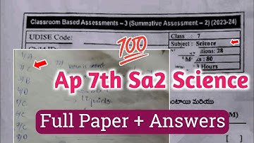 💯Ap 7th class general science Sa2 real question paper 2024|7th Science CBA-3 Sa2 real Paper 2024