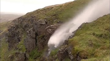 Thác nước chảy ngược lên trời trong cơn bão