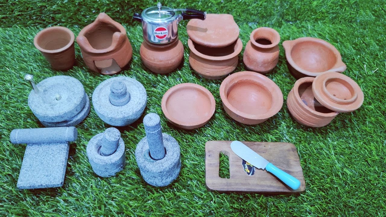 Miniature Clay and stone kitchen set unboxing so cute and small