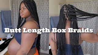 Doing Small Butt Length Box Braids on Myself 9 Months Pregnant