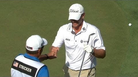 Steve Stricker holes chip shot for birdie at Cadillac