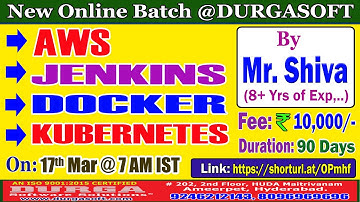 AWS + JENKINS + DOCKER + KUBERNETES Online Training @ DURGASOFT