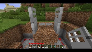 MINECRAFT: Double iron doors tutorial with pressure plates, button or lever (open synchron