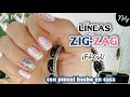 Líneas ZIG-ZAG Diseño de Uñas | Fácil con pincel hecho en casa | Shinny Deliplus Mercadona | Noly