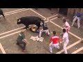 Raw three gored in pamplona bull run
