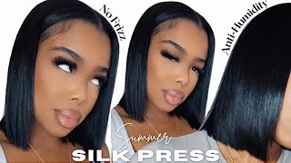 HOW TO SILK PRESS NATURAL HAIR AT HOME | No Frizz /Anti-Humidity | Beginner Friendly