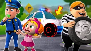 Baby Police vs Bad Car Thief 👮 + Wheel On The Bus Song 🚌 | and More Funny Nursery Rhymes