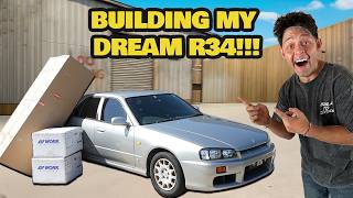Installing the URAS Superwide Body Kit on my R34 Skyline!! R34 SEMA Series (Ep1)