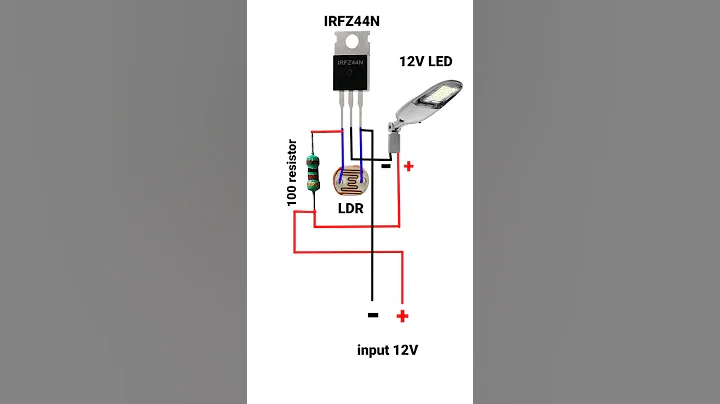Automatic night light using mosfet IRFZ44N and LDR #shorts