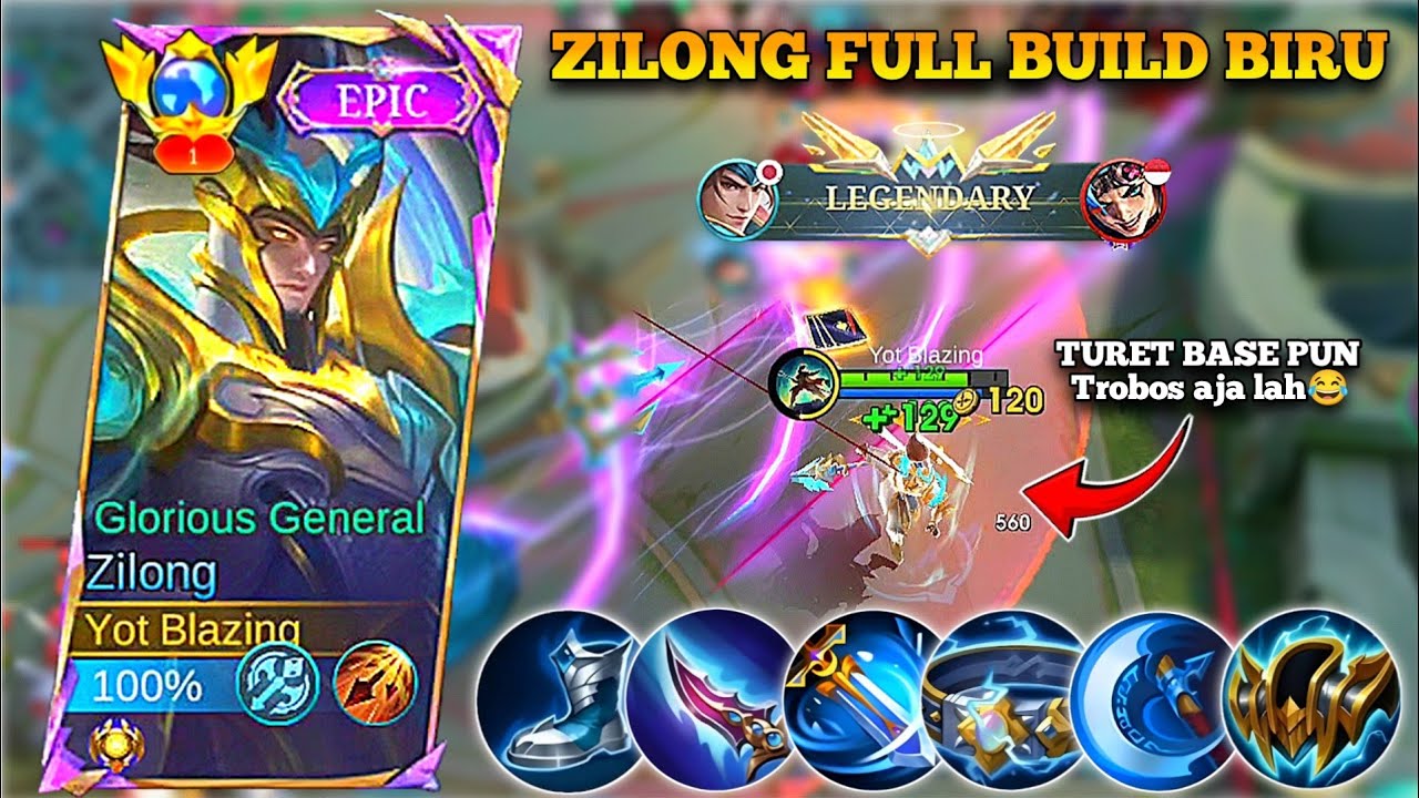 ZILONG FULL BUILD BIRU!! NEKAT BUAT PAKE ZILONG FULL BUILD BIRU TERNYATA BEGINI JADI NYA?!!
