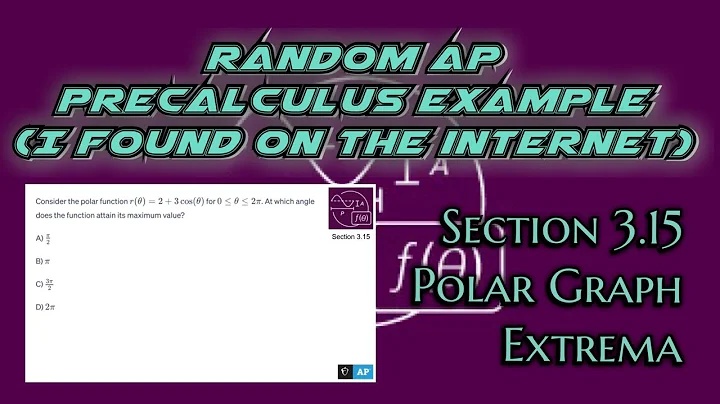 AP Precalculus Section 3.15 Example: Find the Maximum Value of a Polar Graph by Drawing a Trig Graph