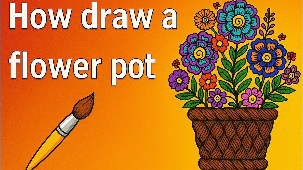 How draw a flower pot.easy painting.