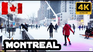 4k Winter Canada walk in the Heart of Montreal: Saint-Catherine Street in Quebec | Walkout