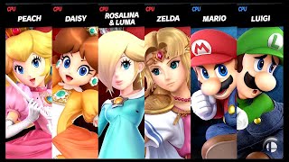 Peach And Daisy And Rosalina & Luma And Zelda Vs Mario And Luigi Lv 9 Cpu Super Smash Bros Ultimate