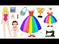 [DIY] Paper Dolls on Dress's Contest! Rainbow Colorful Dresses Handmade Papercrafts