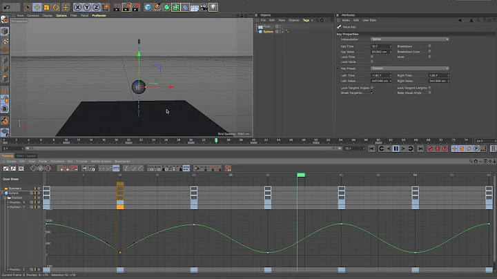 Cinema4D Basic Keyframing 02 Breaking Tangents