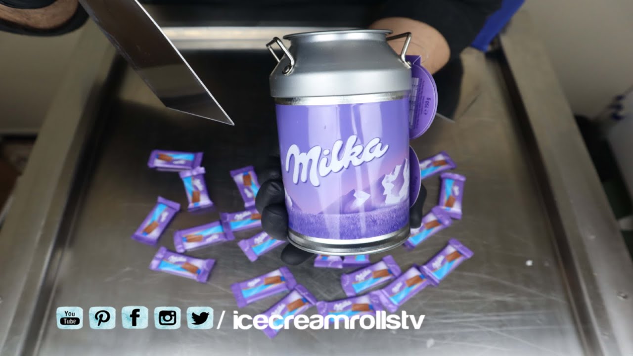 ASMR - Milka Money Box Ice Cream Rolls | oddly satisfying fast ASMR relaxing Sound for Sleeping 🎧