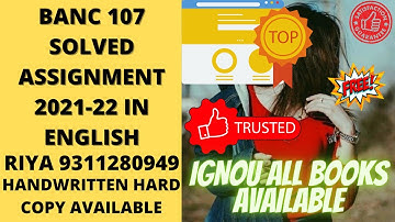 BANC 107 SOLVED ASSIGNMENT 2021-22 IN ENGLISH