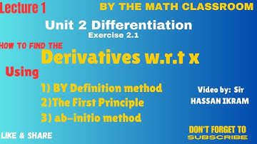 Differentiation| How to find derivatives by definition/ab-initio method/ first principal? | Ex 2.1 .
