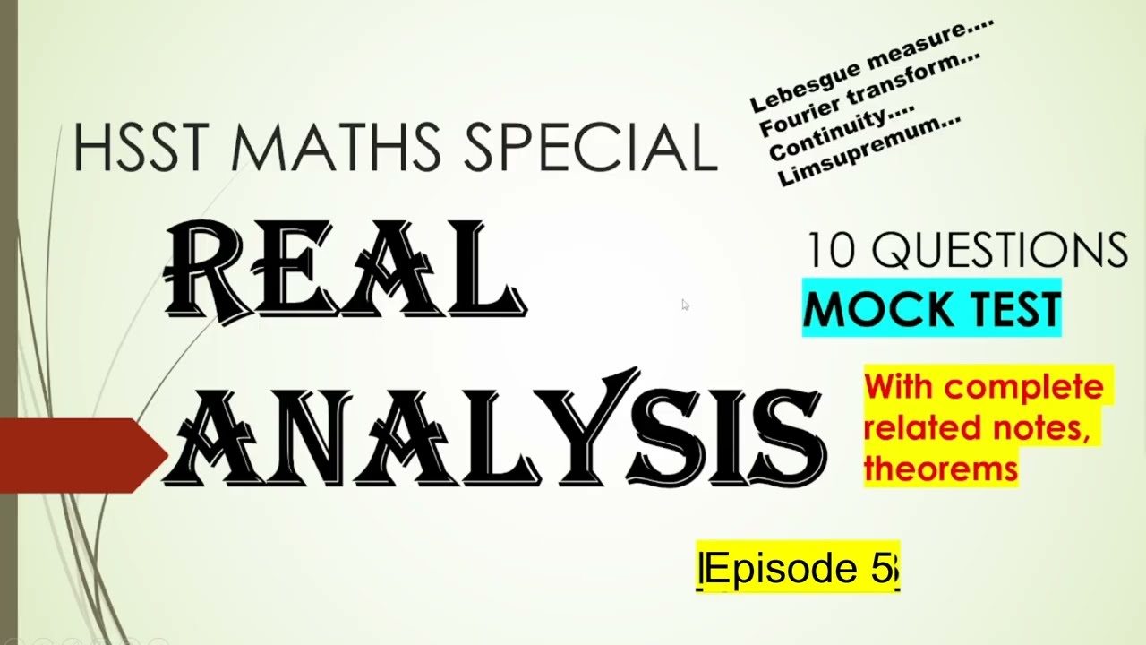 HSST MATHS MOCKTEST||PYQ||REAL ANALYSIS