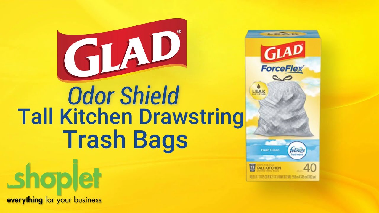 Glad Tall Kitchen Drawstring Trash Bags Odorshield 13 Gallon