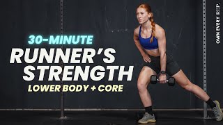 30 Min. Runner‘s Strength Workout w/ DBs | Knee Stability, Single Leg Work & Core