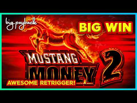 AWESOME Retrigger→ HUGE on Mustang Money 2 Slots!