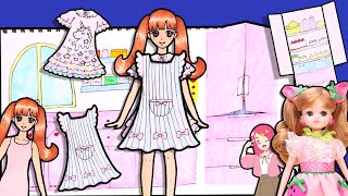 【おえかき】リカちゃん 塗り絵で着せ替えするよ！オリジナルお洋服を手作り❤︎paper doll 工作 DIY❤︎アンリルちゃんねる❤︎