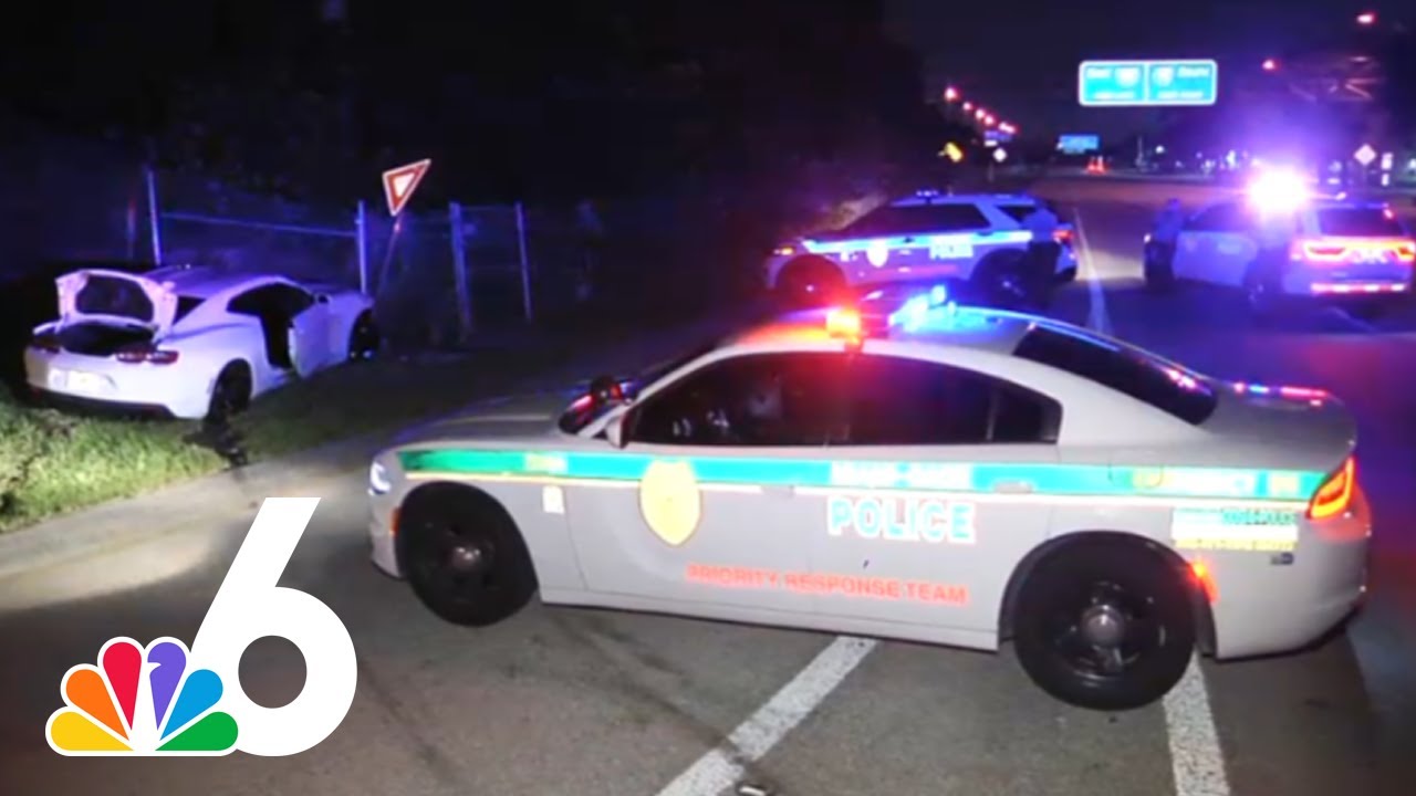 Street takeover leads to police chase, crash in Miami-Dade - YouTube