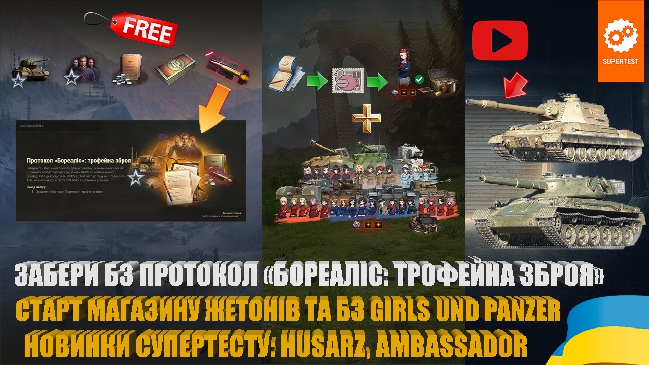 БЕЗКОШТОВНЕ ЗАВДАННЯ ПРОТОКОЛ «БОРЕАЛІС», НАБОРИ ТА ЗАВДАННЯ GUP, HUSARZ, AMBASSADOR | #WOT_UA