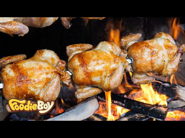 Oak Tree Charcoal Grilled Chicken / Seoul Korea / Korean Street Food / 참나무 숯불통닭 / 서울 도림동 길거리 음식