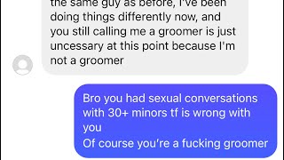 Okay Damian
For context this is my gr//mer
Mf trying to convince me I was never groomed Okay Damian