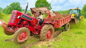 Mahindra Tractor Stuck in mud badly Rupture | Tractor Pulling by JCB 3dx | Jcb video #jcb #tractor