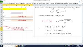 Excel for Second order differential equations