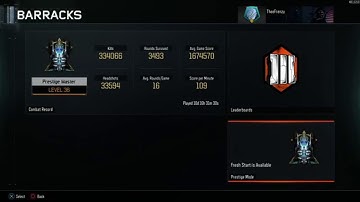 Black Ops 3 Zombies Prestige Master + My Zombies Stats / Combat Record - Call of Duty BO3