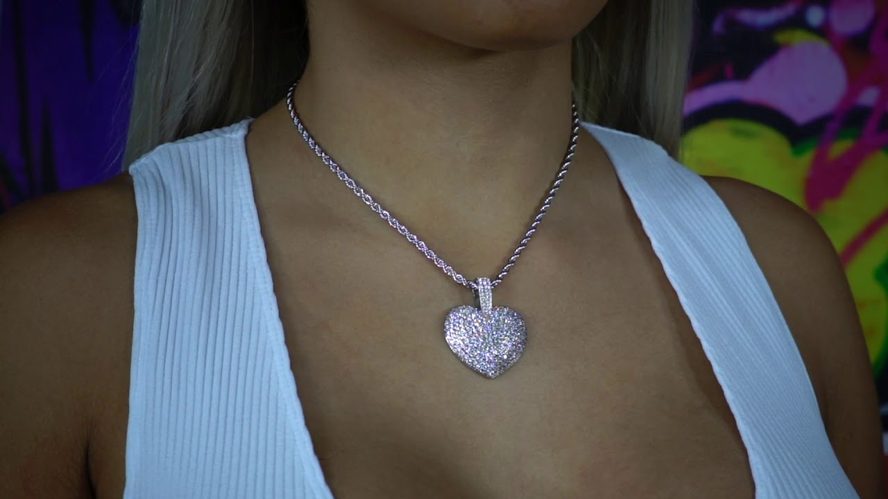 Iced Out Diamond Heart in White Gold -  SKRT® Jewelry