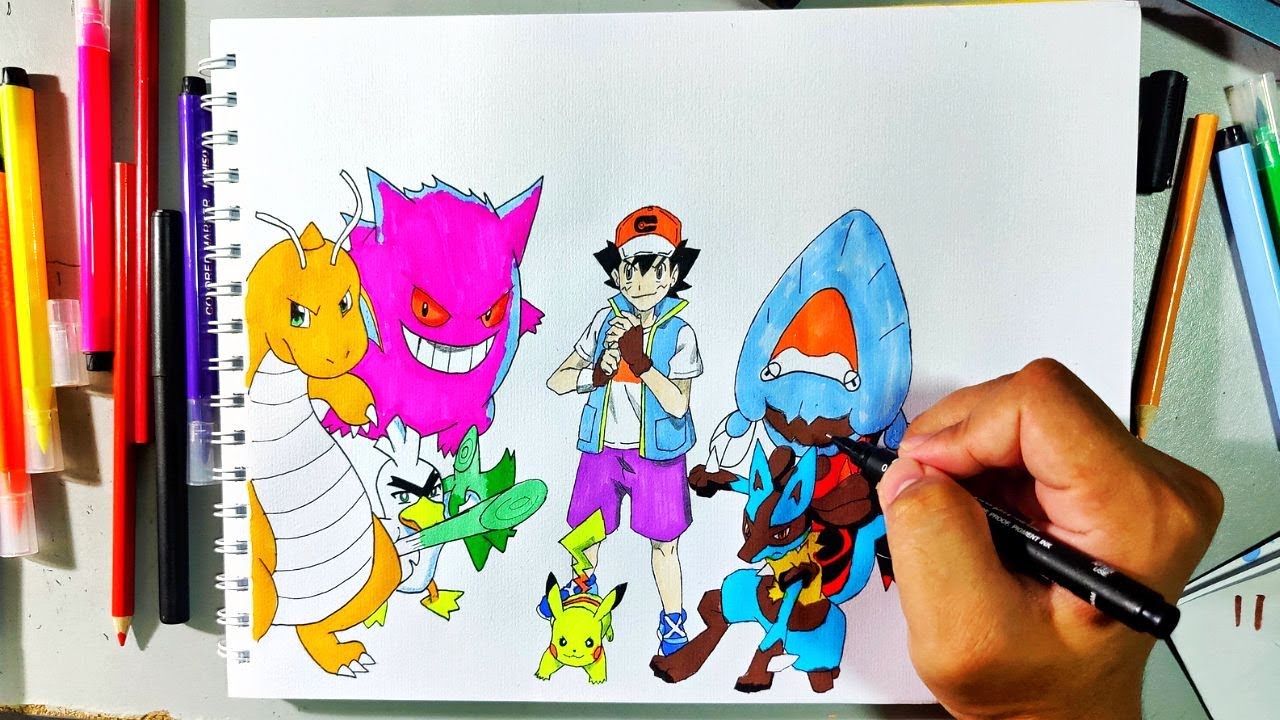 Speed Drawing Ash & Pikachu / Pokémon - Desenho Gamer 