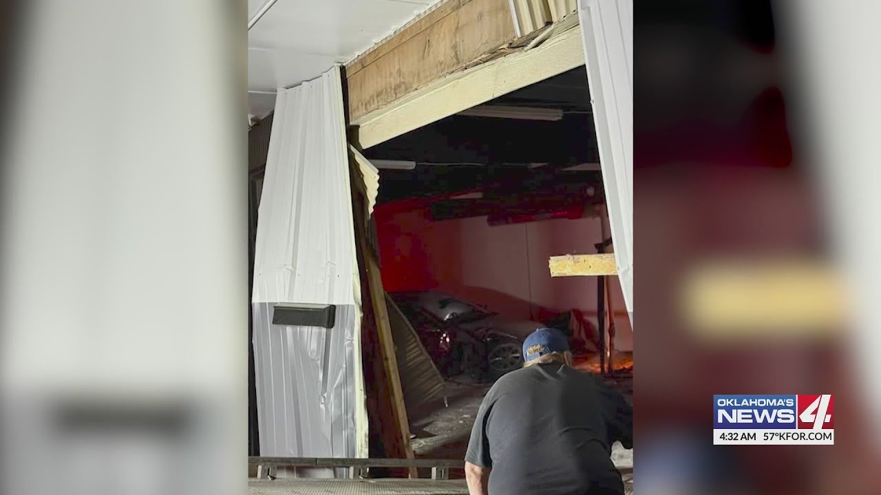 Car crashes through building in Moore