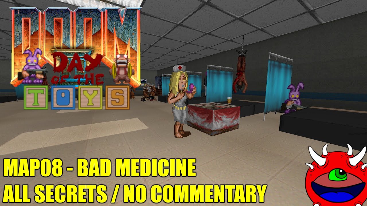 Doom 2: Day of the Toys V5 - MAP08 Bad Medicine - All Secrets No Commentary Gameplay