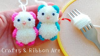 Amazing Woolen Teddy Bear Making Idea with Fork - DIY Woolen Crafts - How to Make Teddy Bear screenshot 4